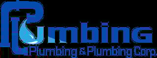 Jumbing Plumbing & Plumbing Corp logo featuring blue text with water droplet symbol